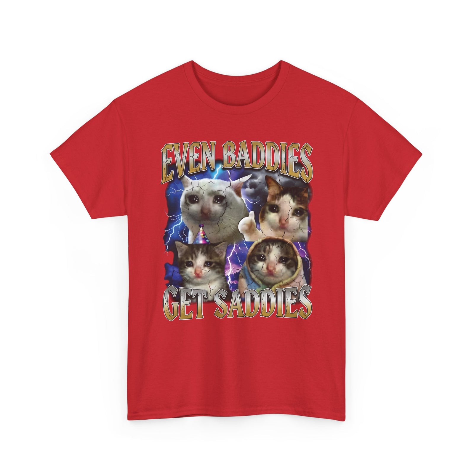 Even Baddies Get Saddies Cat Meme T-Shirt