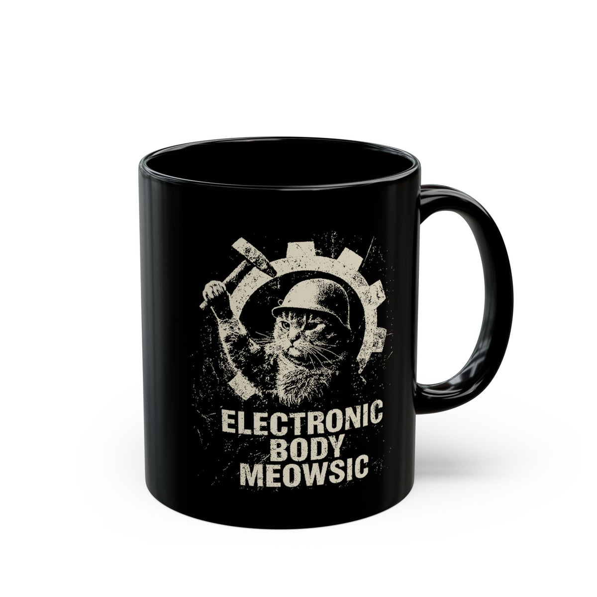 Electronic Body Meowsic Cat Black Mug