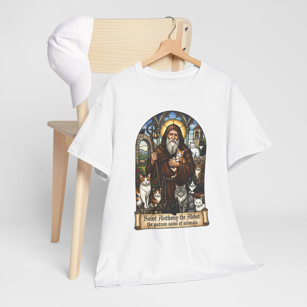 Saint Anthony the Abbot Cat T-Shirt Patron Saint of Animals Shirt