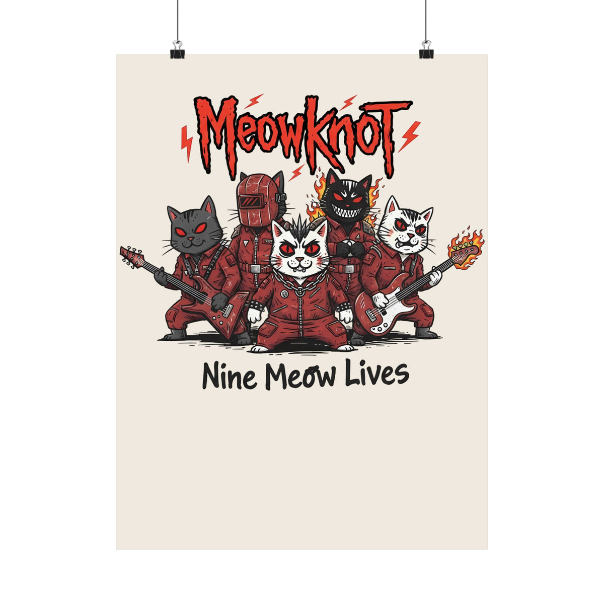 Meowknot Cat Band Poster — Cute Musical Cat Graphic Poster