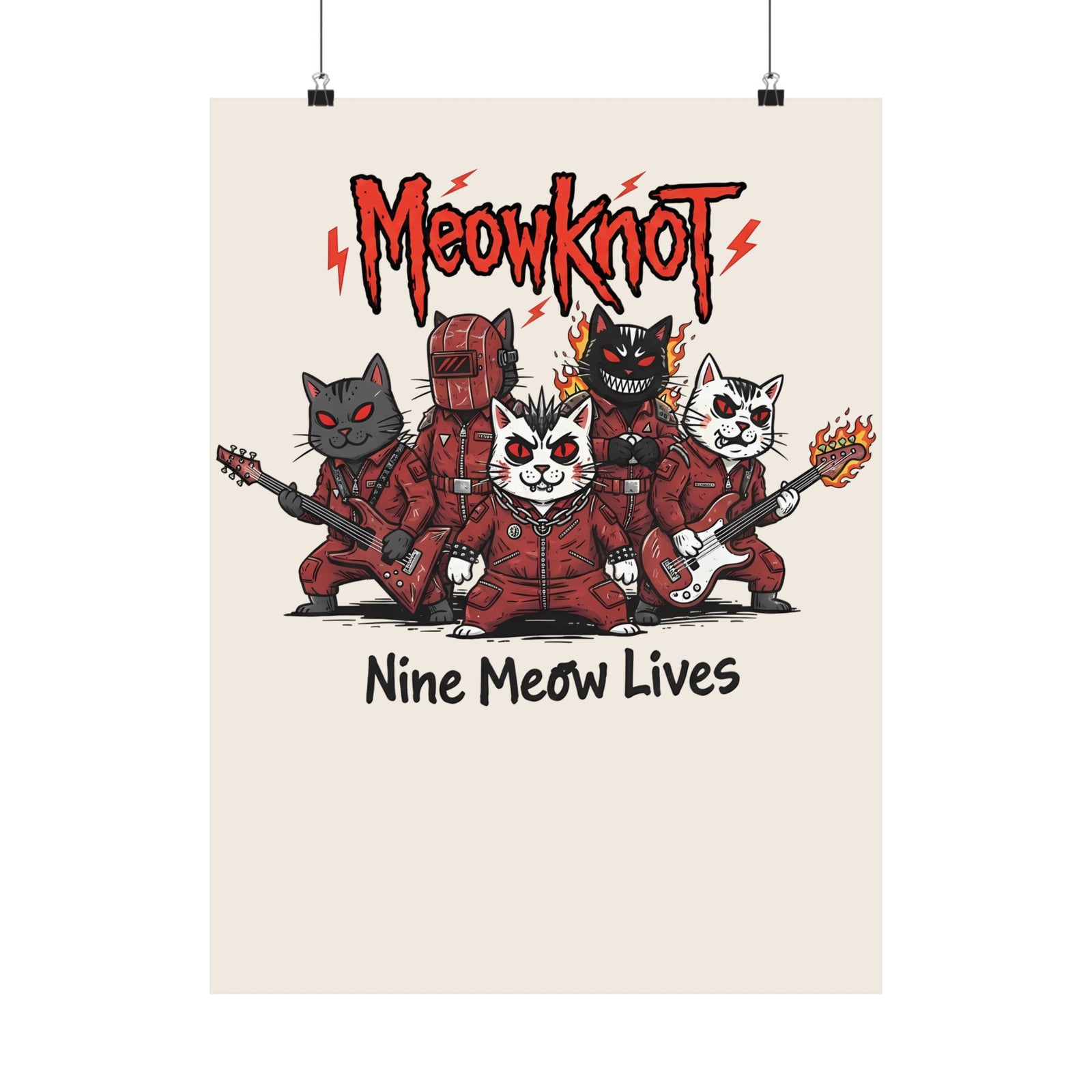 Meowknot Cat Band Poster — Cute Musical Cat Graphic Poster
