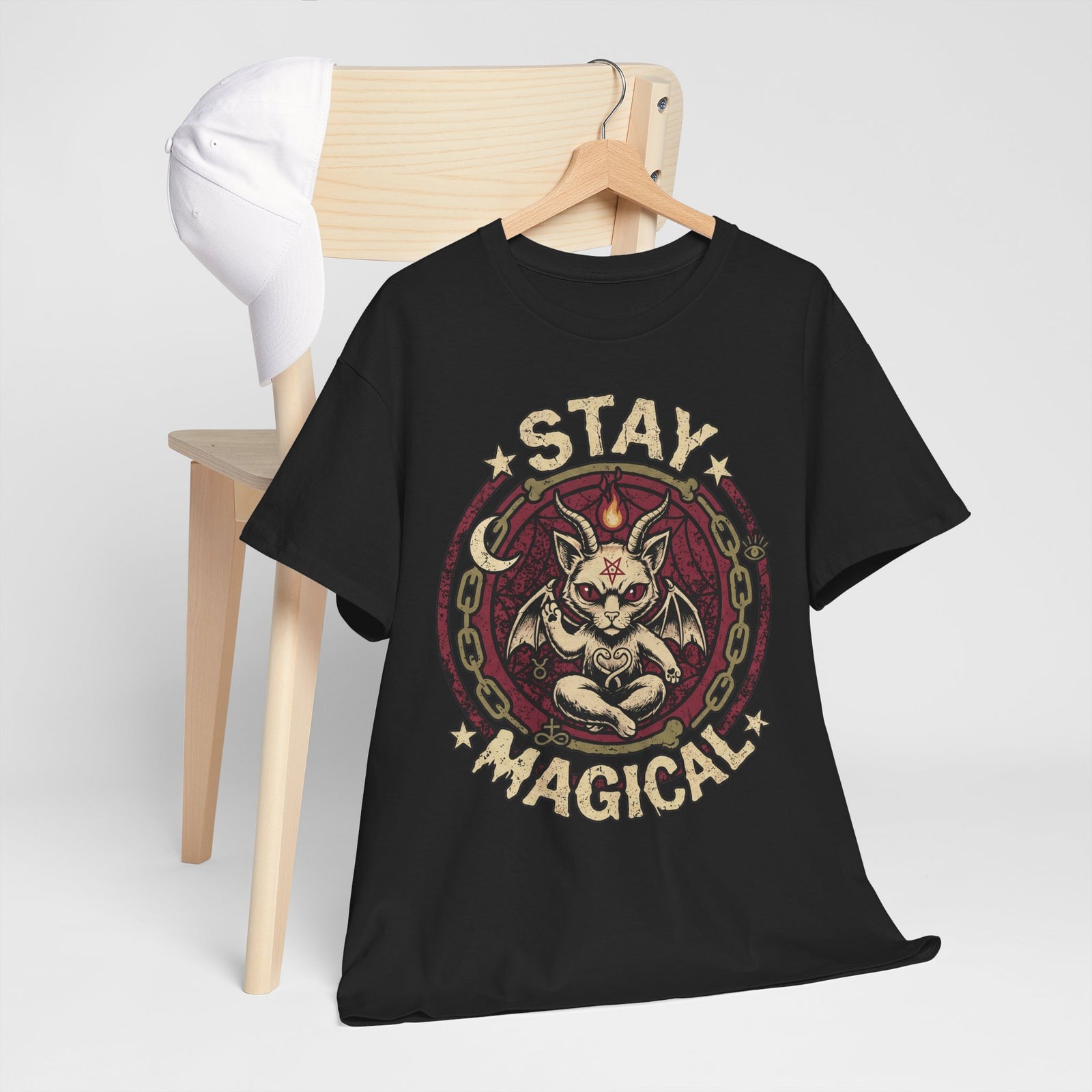 Stay Magical Baphomet Cat — Occult Gothic Aesthetic Graphic Art
