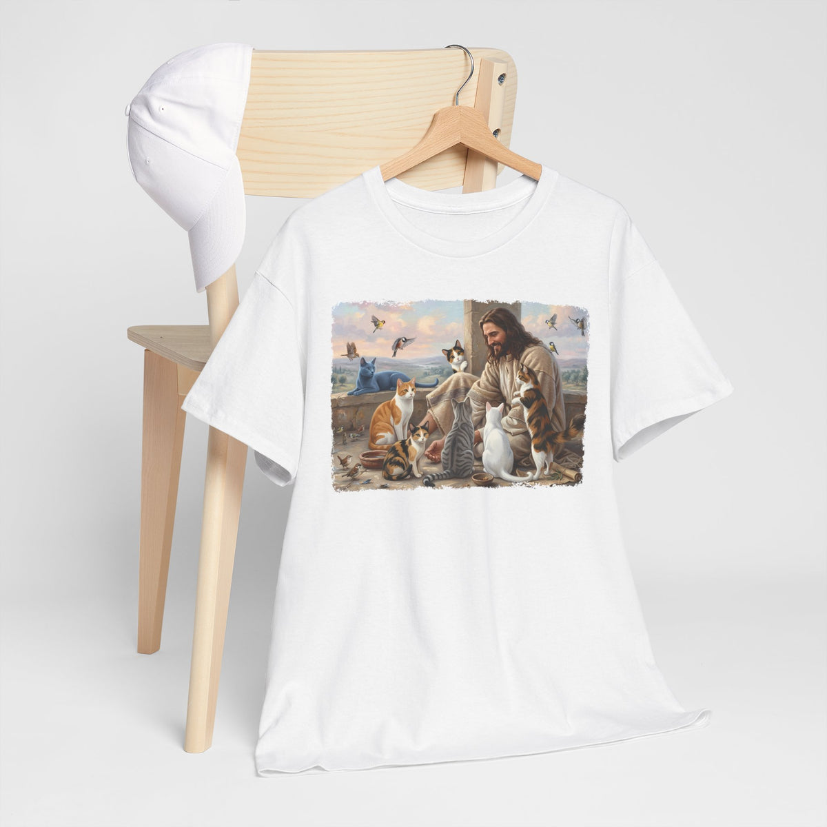 Jesus Surrounded by Cats T-Shirt — Religious Cat Lover Tee
