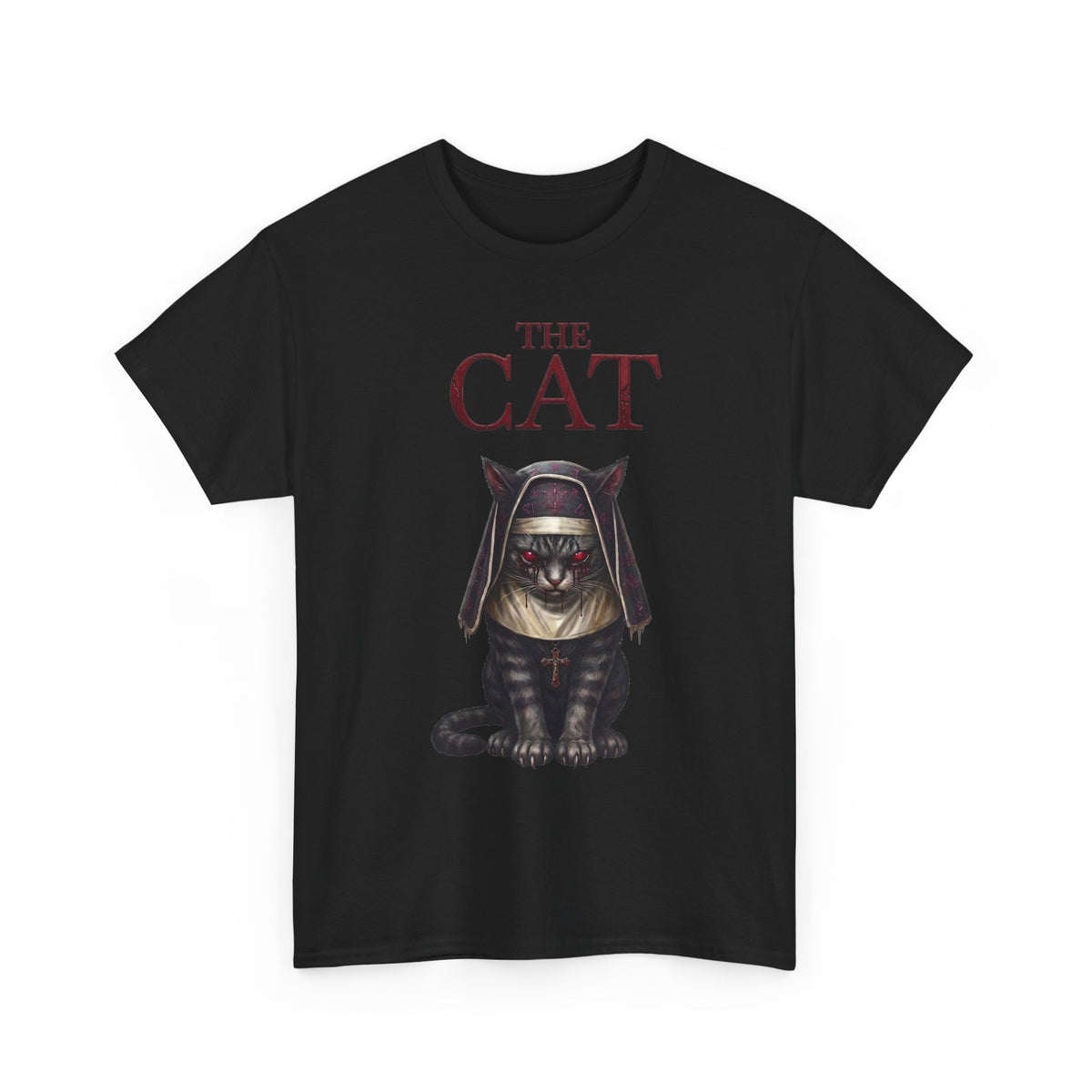 The Cat Horror Movie Parody T-Shirt — Demonic Nun Tabby Cat Tee
