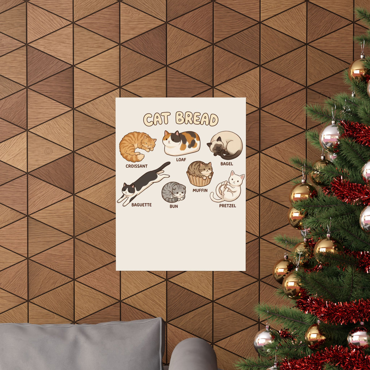 Cats & Breads Poster — Cute Cat and Bread Graphic Poster