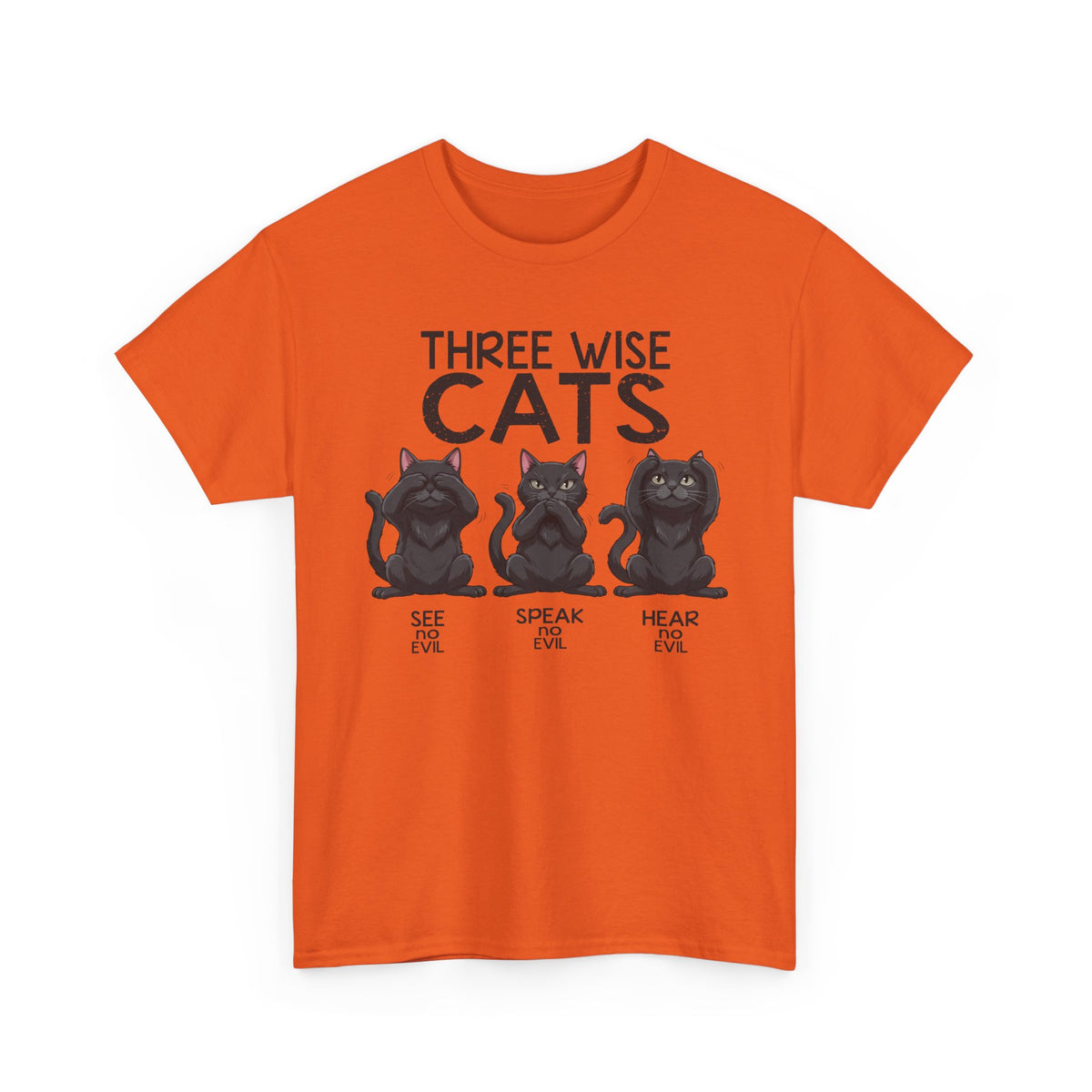 Three Wise Cats T-Shirt — See Speak Hear No Evil Black Cat Graphic