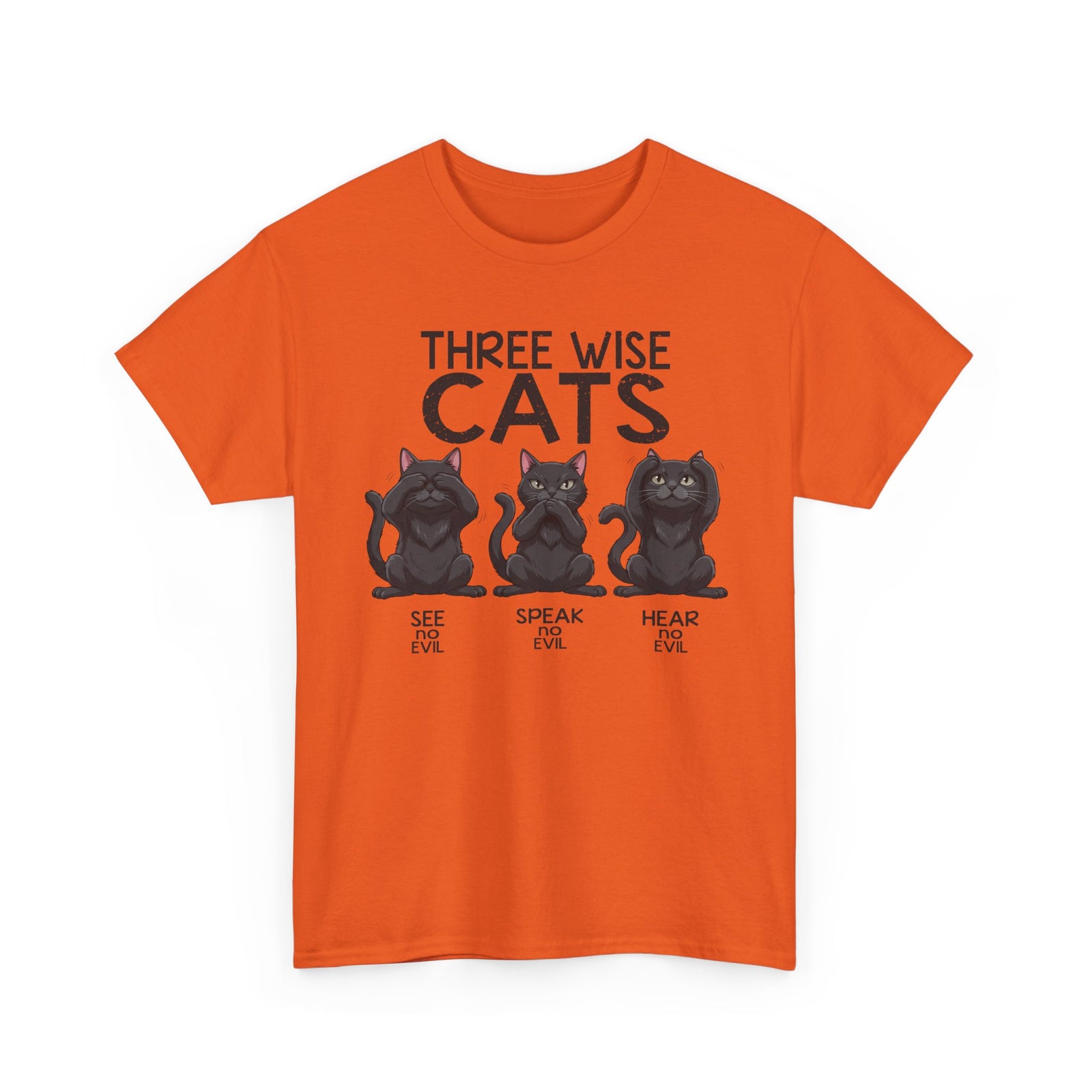Three Wise Cats T-Shirt — See Speak Hear No Evil Black Cat Graphic