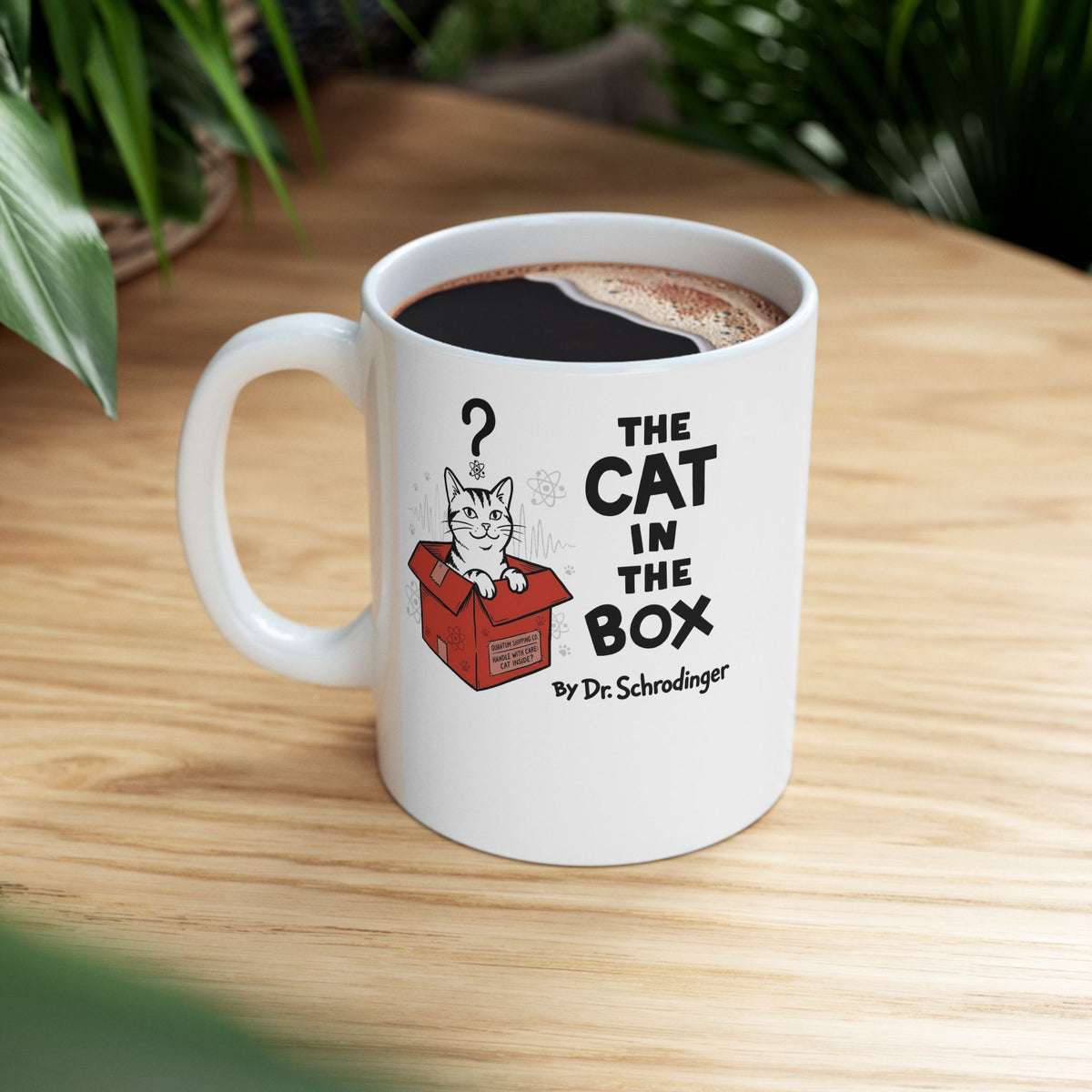 The Cat in the Box Ceramic Mug — Cute Cat in a Box Graphic Mug