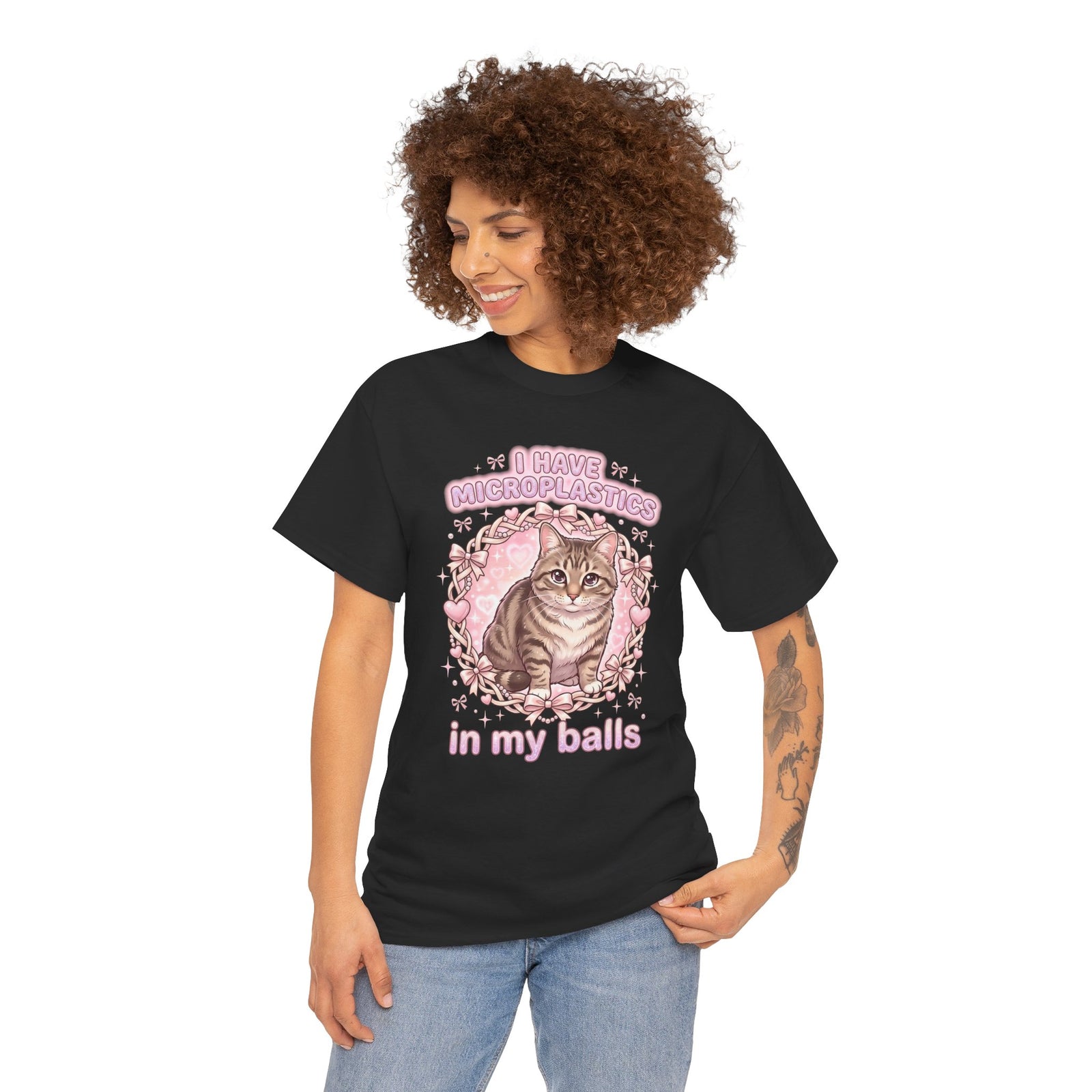Funny Cat Tee "I Have Microplastics In My Balls" Meme Shirt