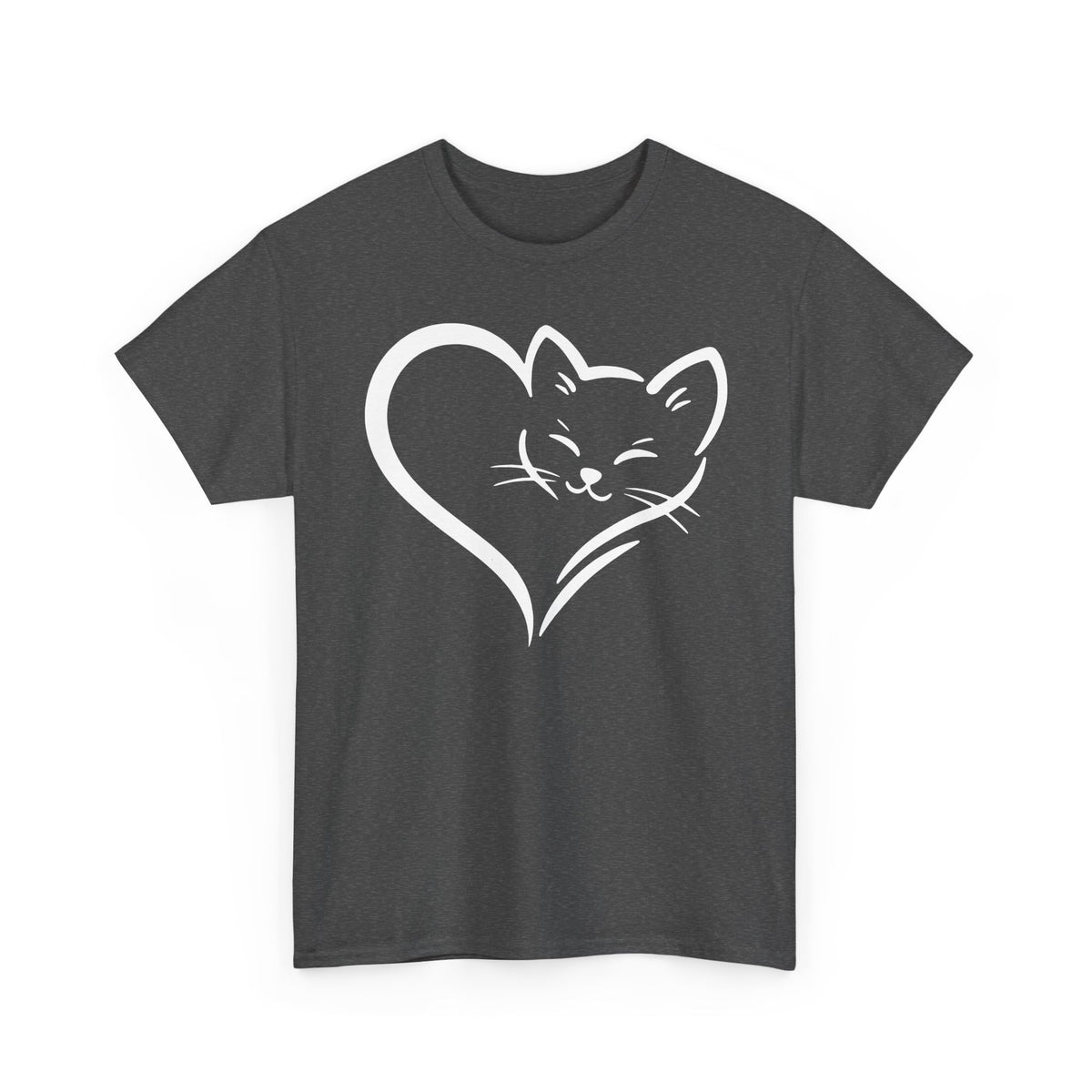 Cute Cat Heart T-Shirt - Cat Lover Gift - Adorable Cat Silhouette Tee