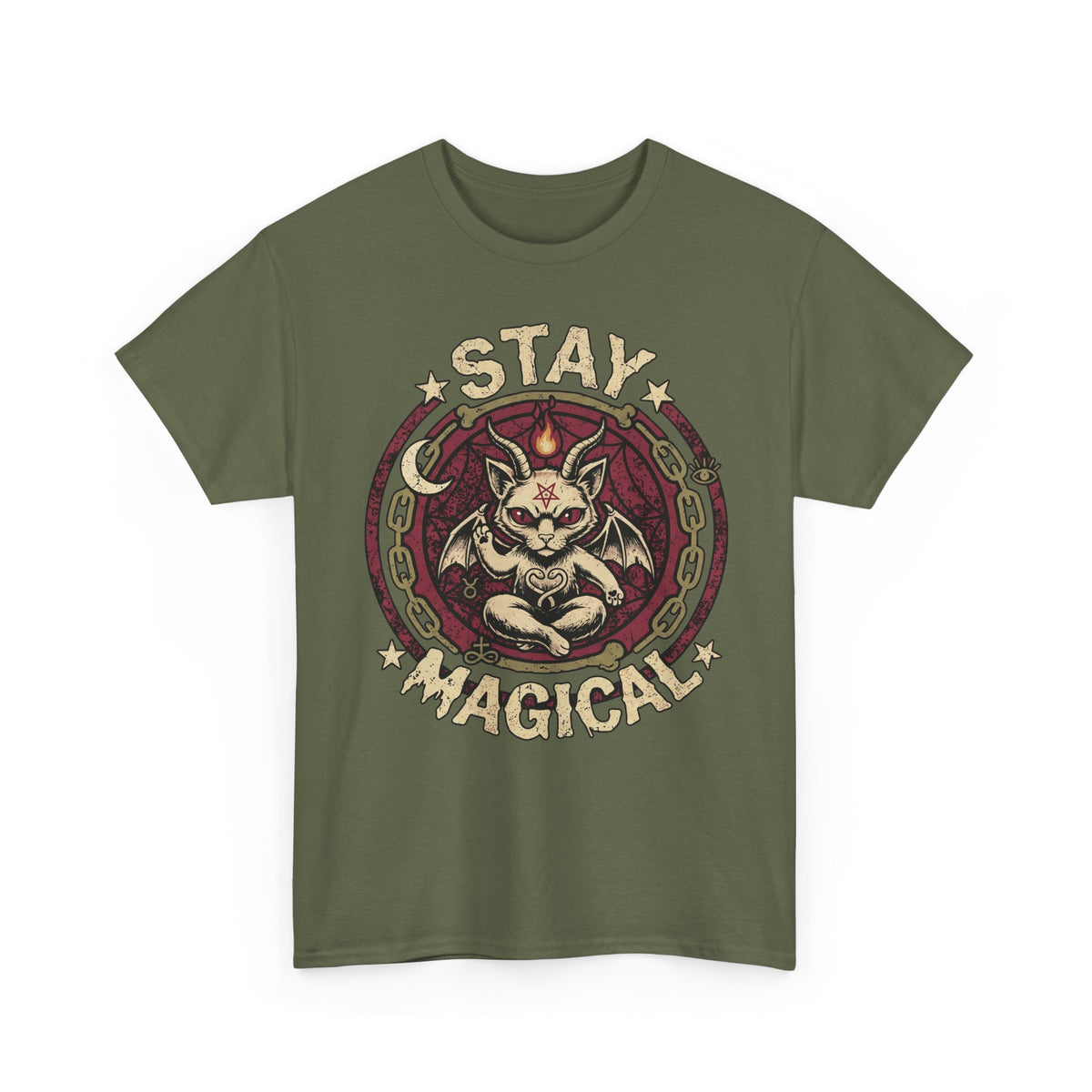 Stay Magical Baphomet Cat — Occult Gothic Aesthetic Graphic Art