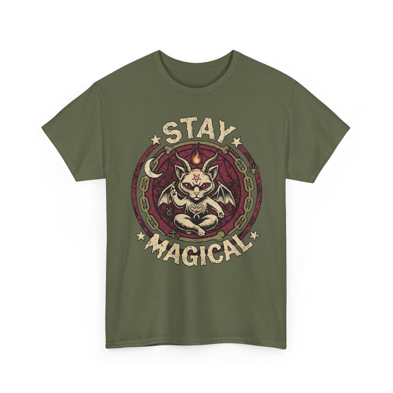 Stay Magical Baphomet Cat — Occult Gothic Aesthetic Graphic Art