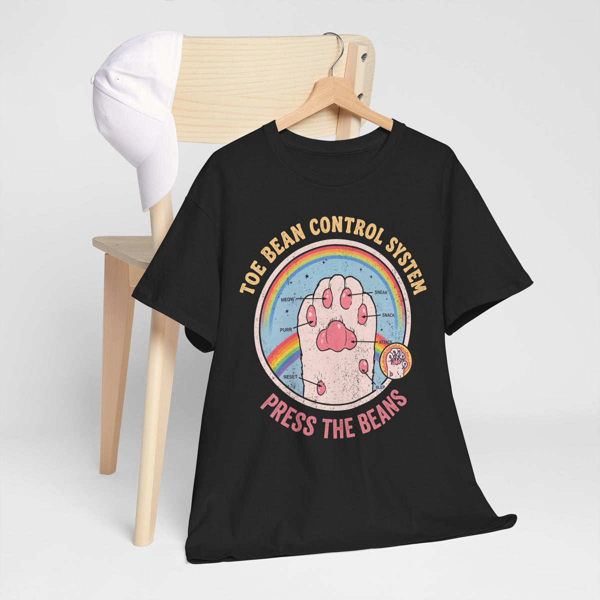 Toe Bean Control System T-Shirt — Funny Cat Paw Infographic Tee