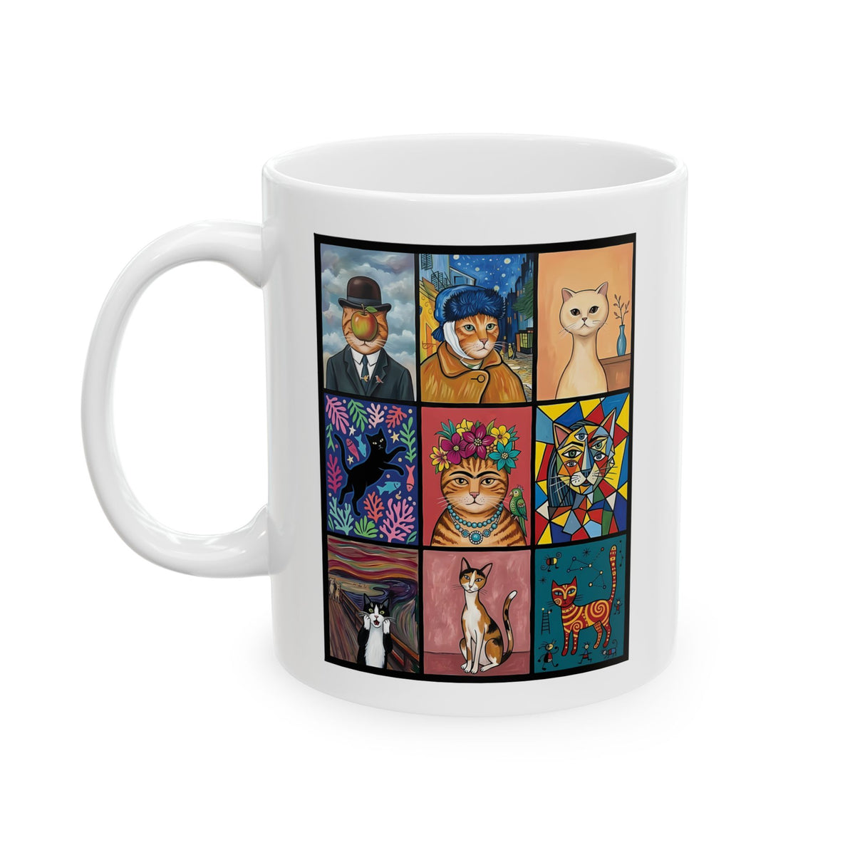 Cats &amp; Art Graphic Ceramic Mug — Artworks and Cats Design