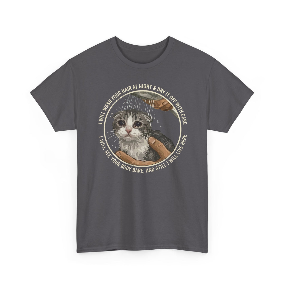 Kitten Rescue Tee — 'I Walk Into Your Hair at Night' Cute Cat Photo T-Shirt