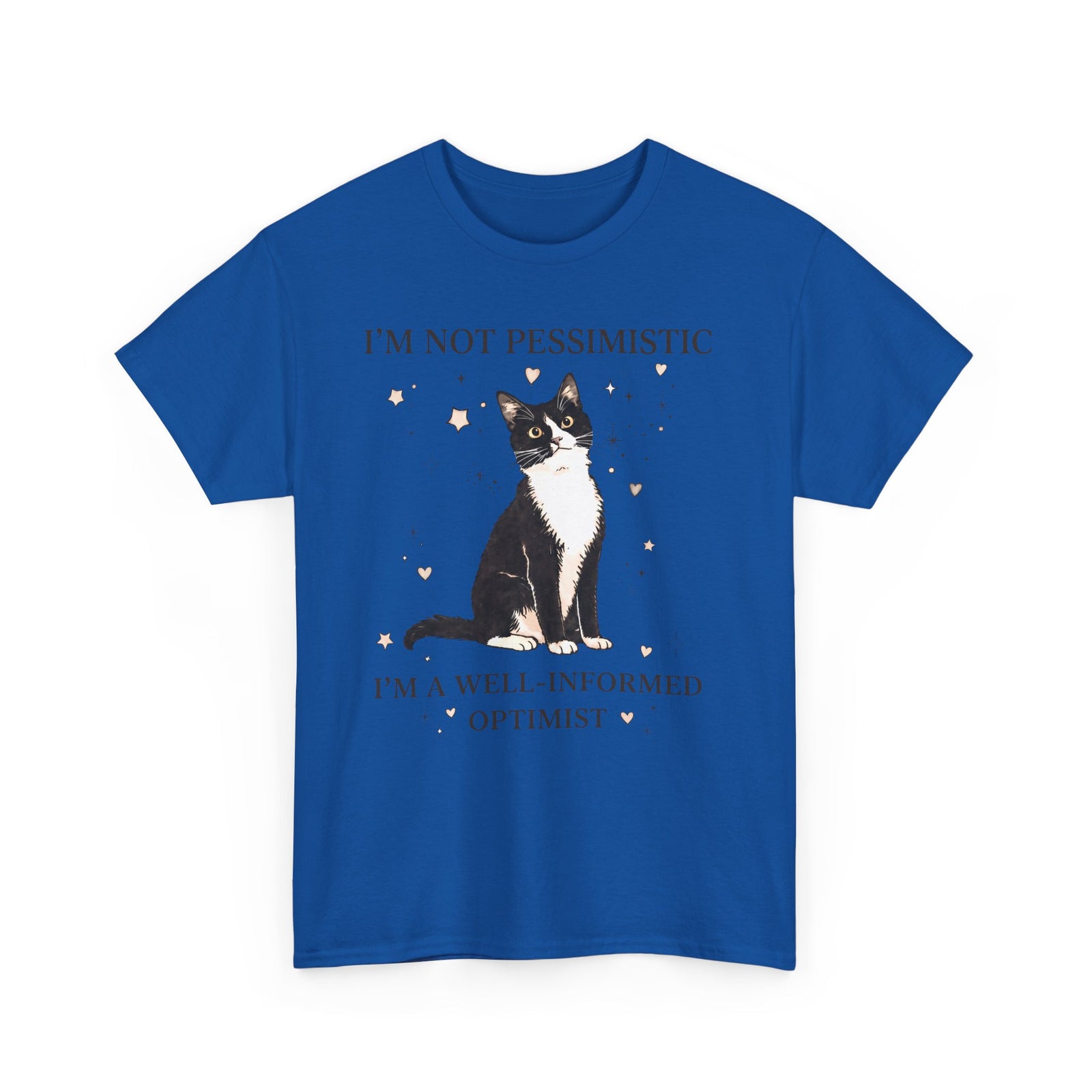 Well-Informed Optimist Tuxedo Cat T-Shirt — Funny Sarcastic Feline Graphic Tee