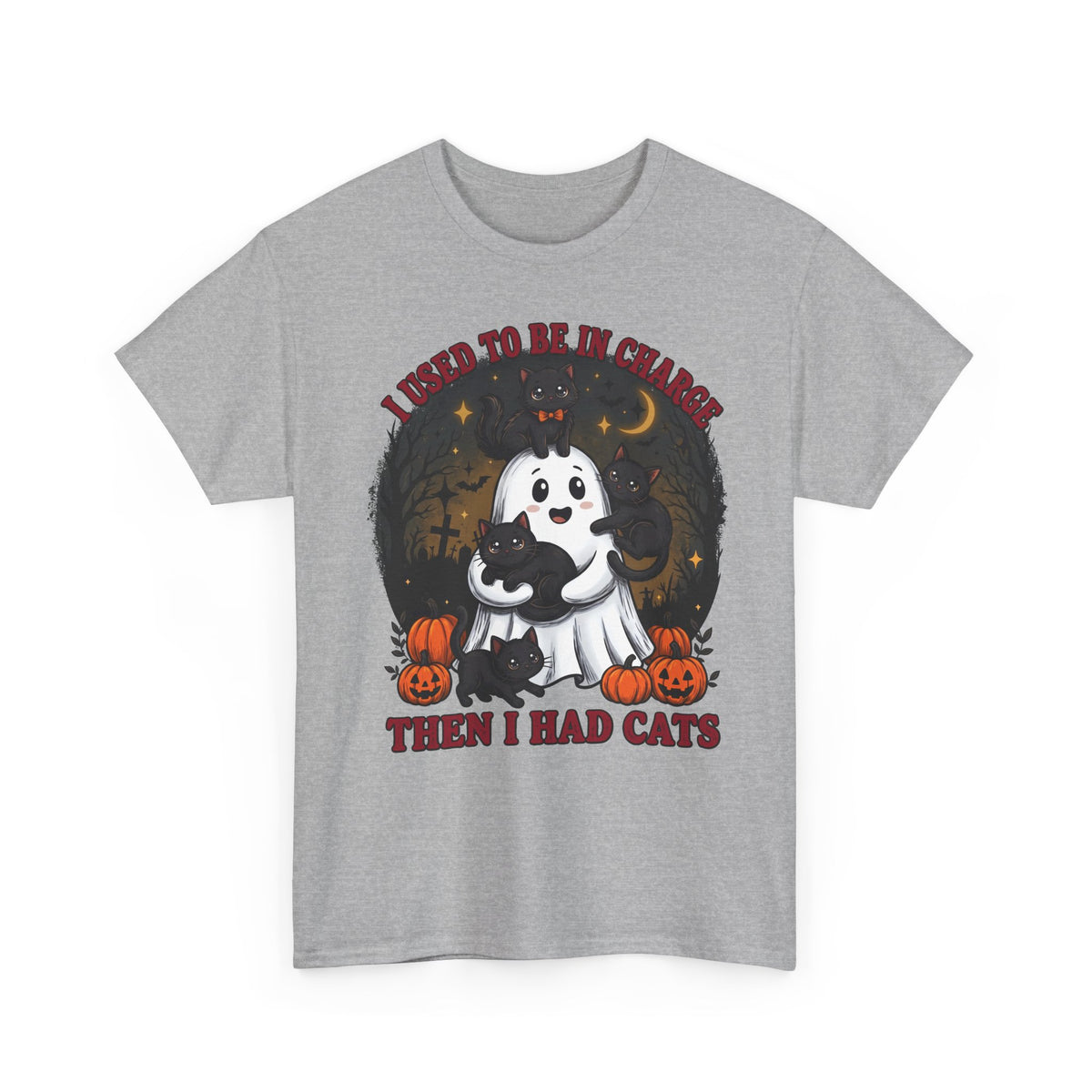 I Used To Be In Charge Then I Had Cats Shirt — Cute Ghost & Black Kittens T-Shirt