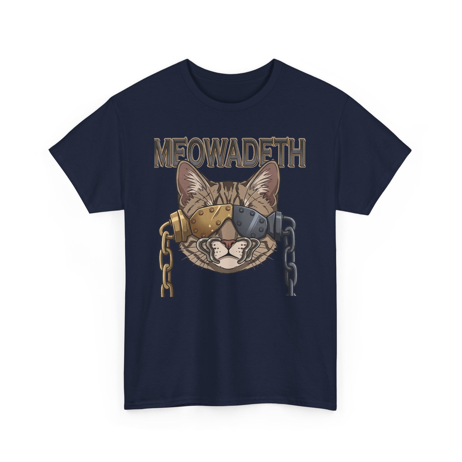 Meowadeth Cat Band Tee – Vintage Metal Cat Graphic T-Shirt