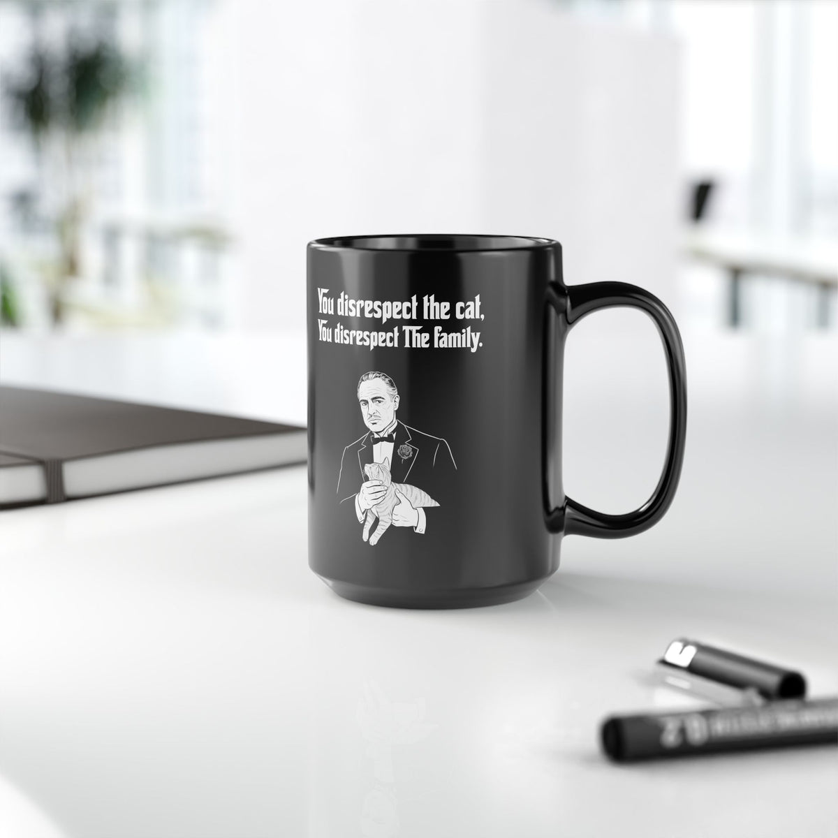 Cat Lovers Mug — "You Disrespect the Cat, You Disrespect the Family"