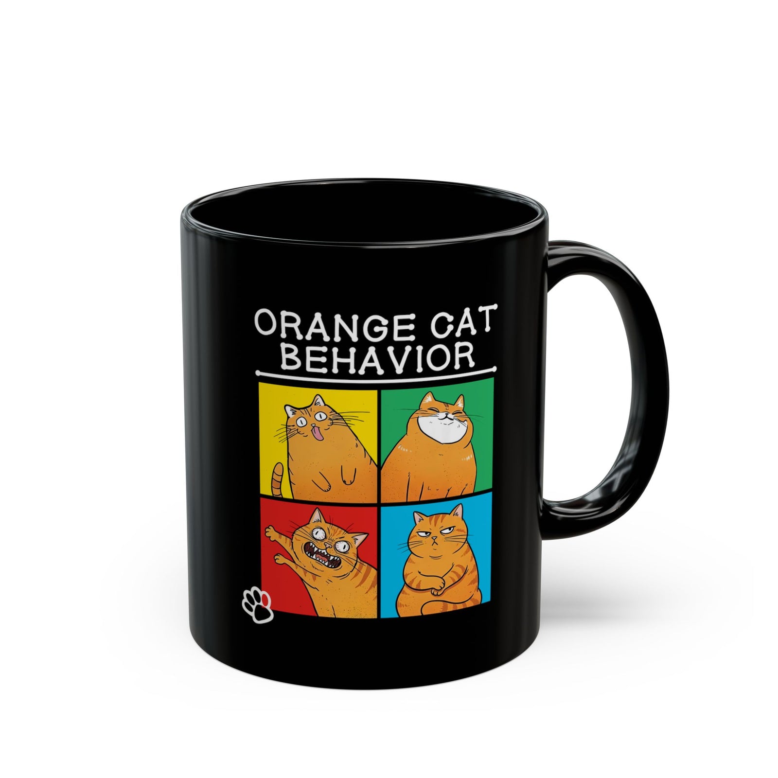 Orange Cat Behavior Black Mug Funny Cat Lover Mug