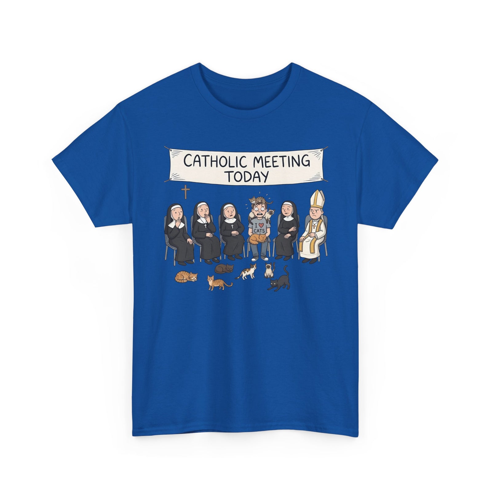 Catholic Meeting Today Funny Cat Lovers T-Shirt