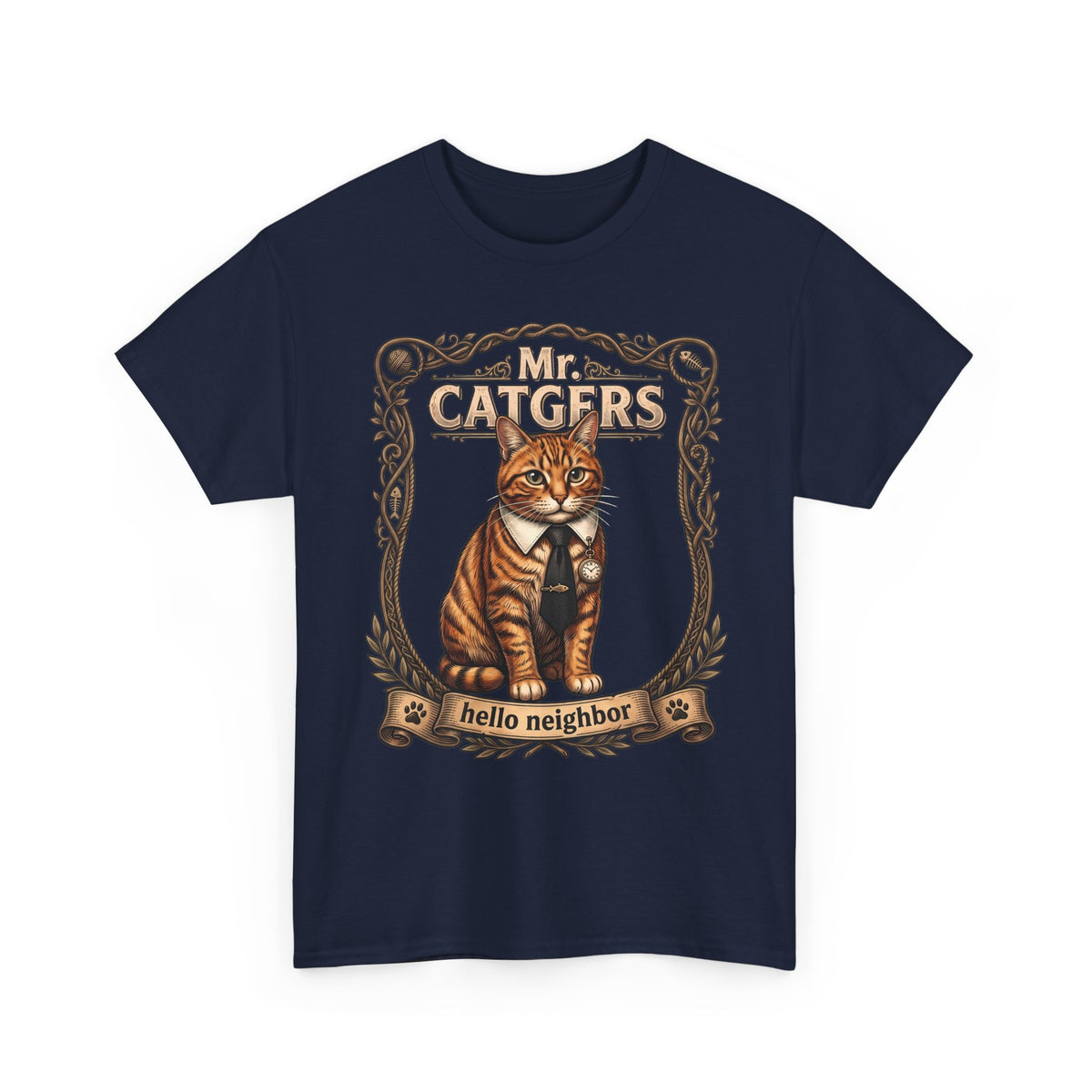 Mr. Catgers Hello Neighbor Tabby Cat Shirt — Funny Pop Culture T-Shirt