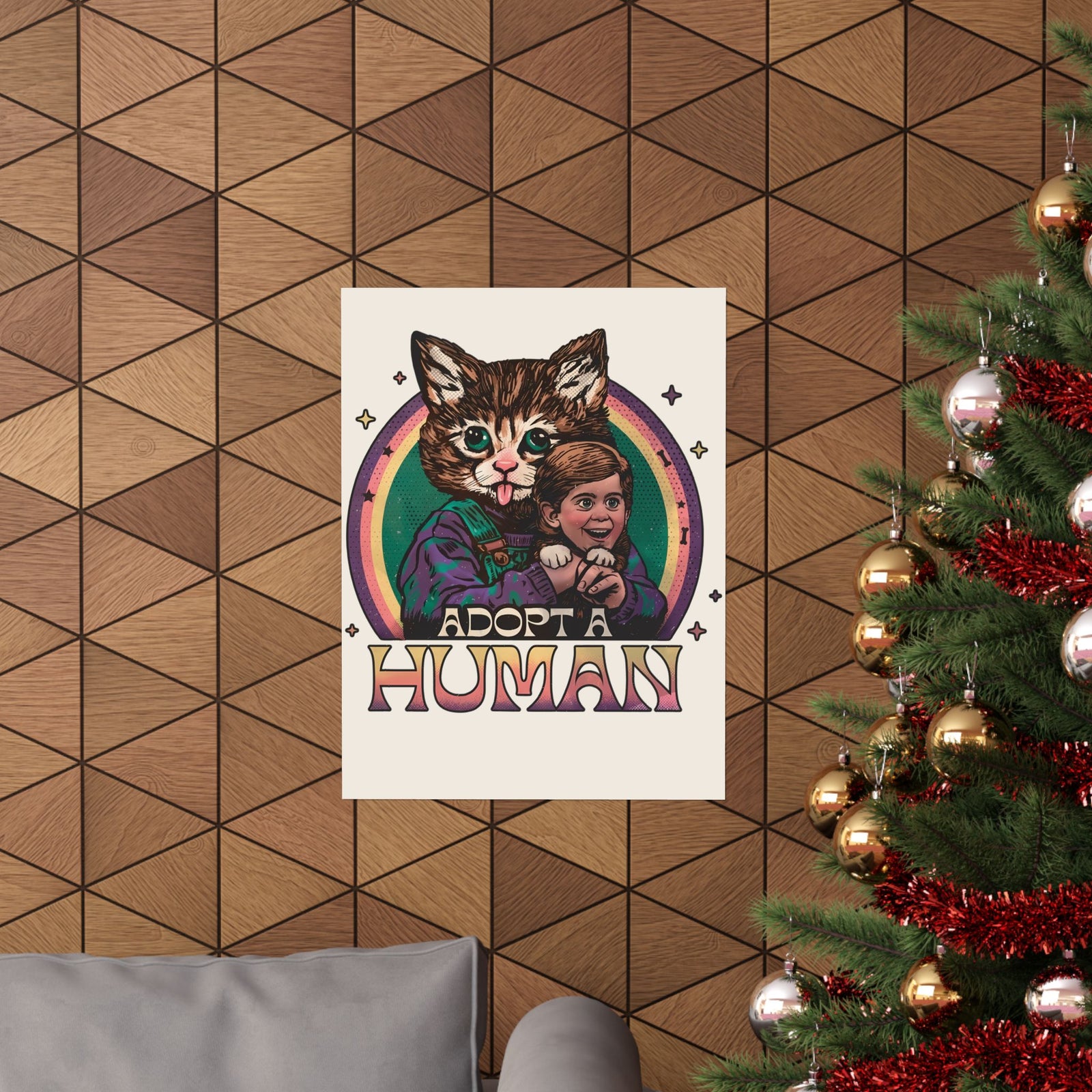 Adopt a Human Funny Cat Poster