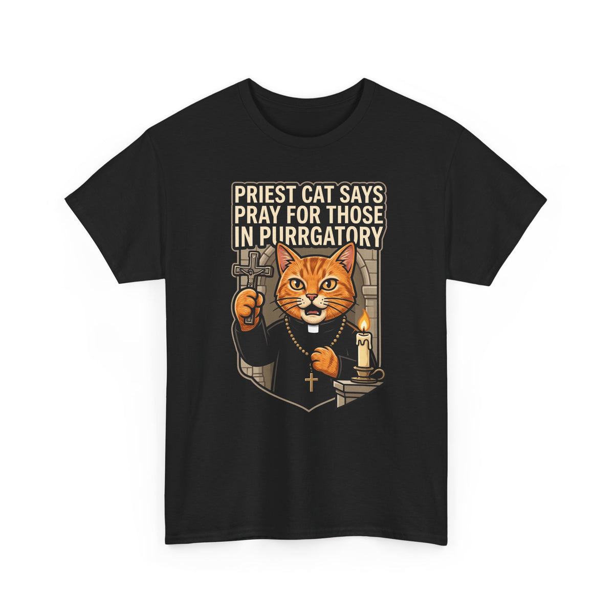 Priest Cat 'Pray For Those In Purratory' T-Shirt