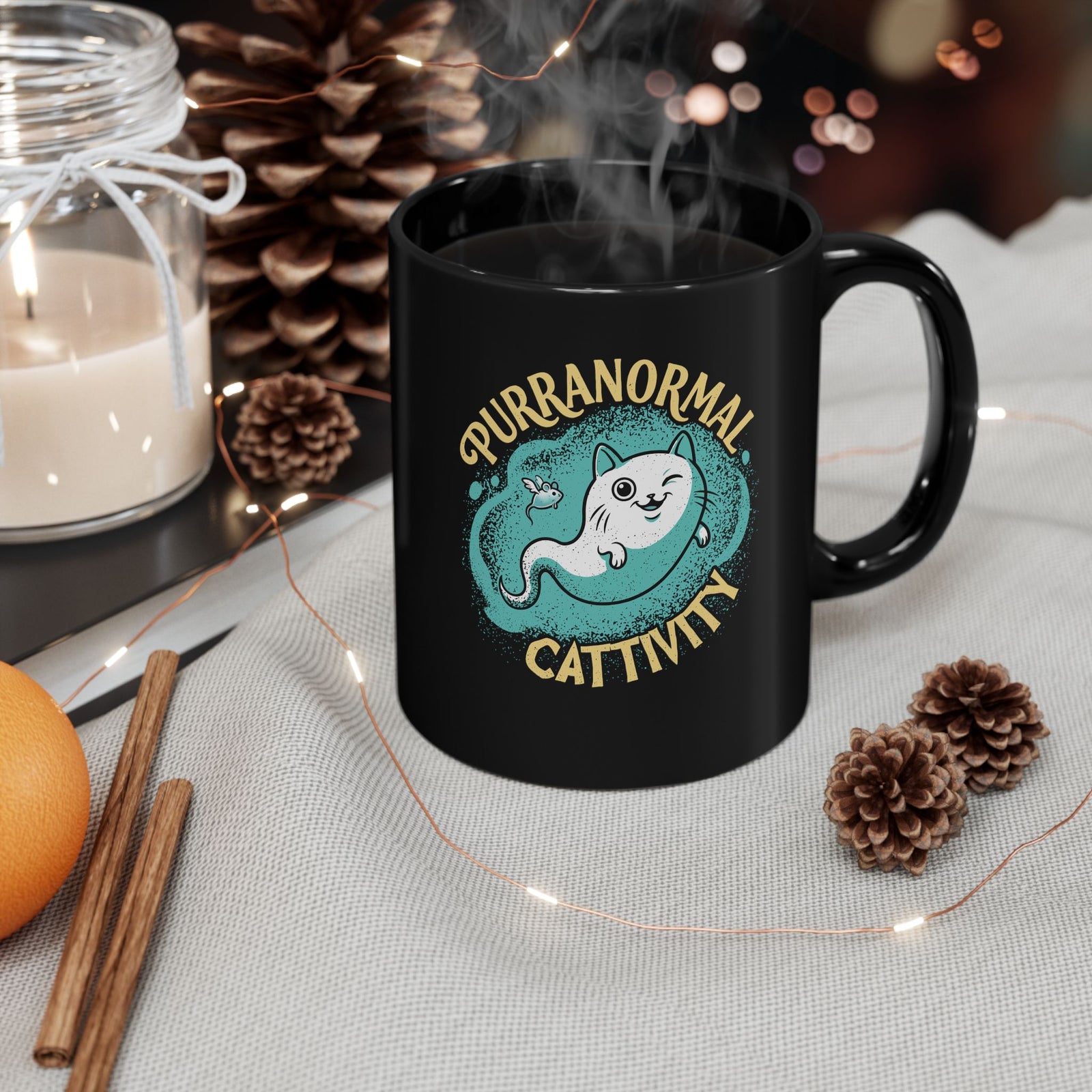 Purranormal Cattivity Black Mug — Funny Paranormal Cat Mug