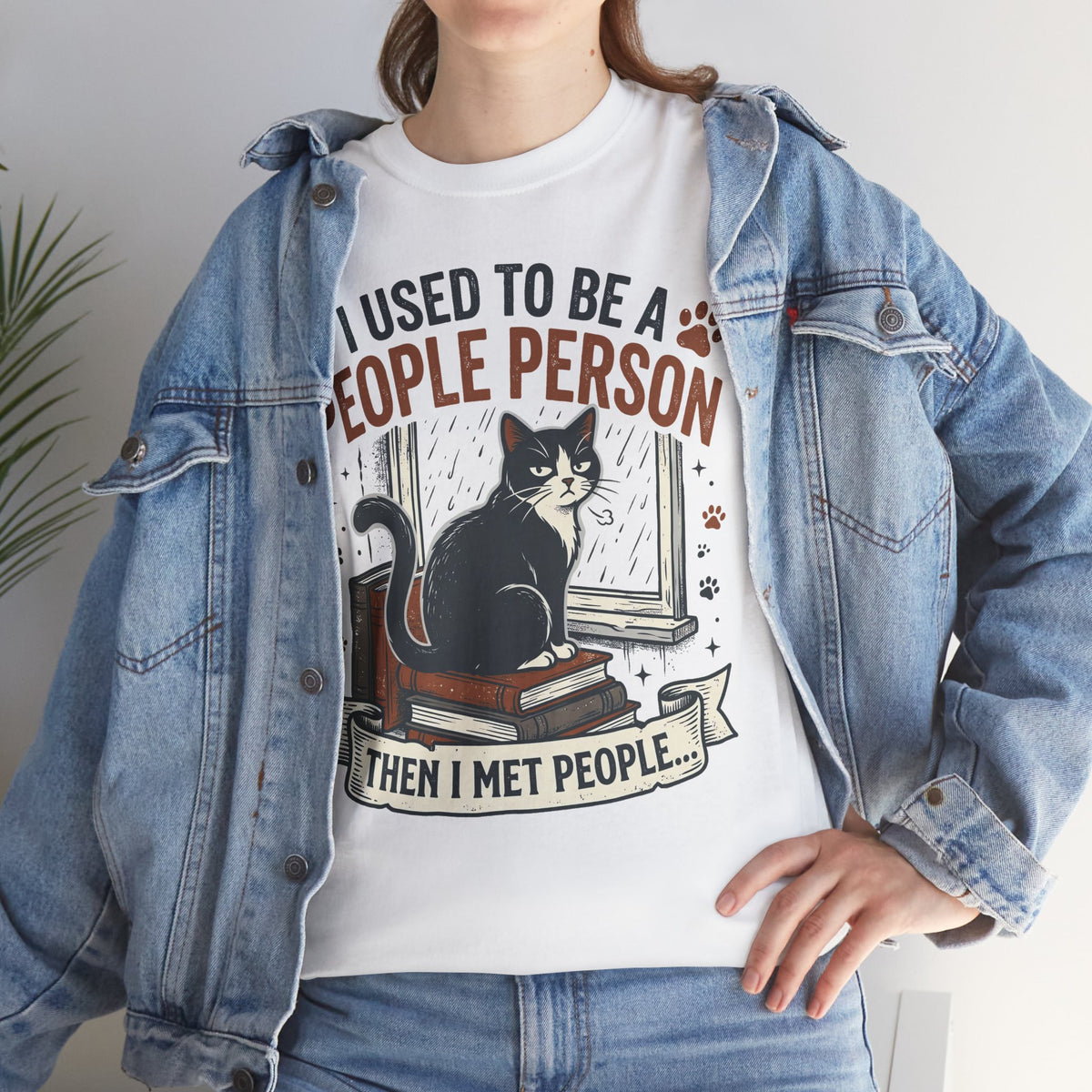 Cat Lover Tee — "I Used to Be a People Person Then I Met People" Graphic T-Shirt