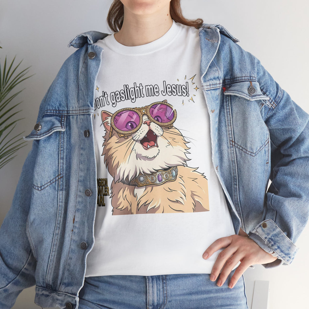 Don't Gaslight Me Jesus — Funny Cat Dungeon Crawler Tee
