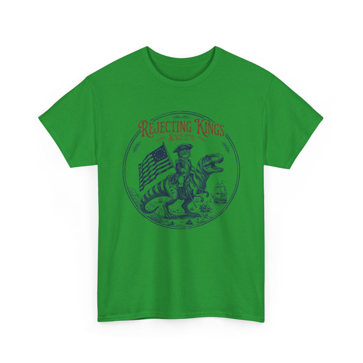 Funny Cat T-Shirt "Rejecting Kings, One Meow at a Time" Fourth of July Tee