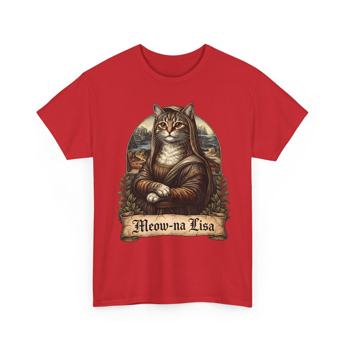 Meow-na Lisa T-Shirt — Funny Mona Lisa Cat Art Parody Tee
