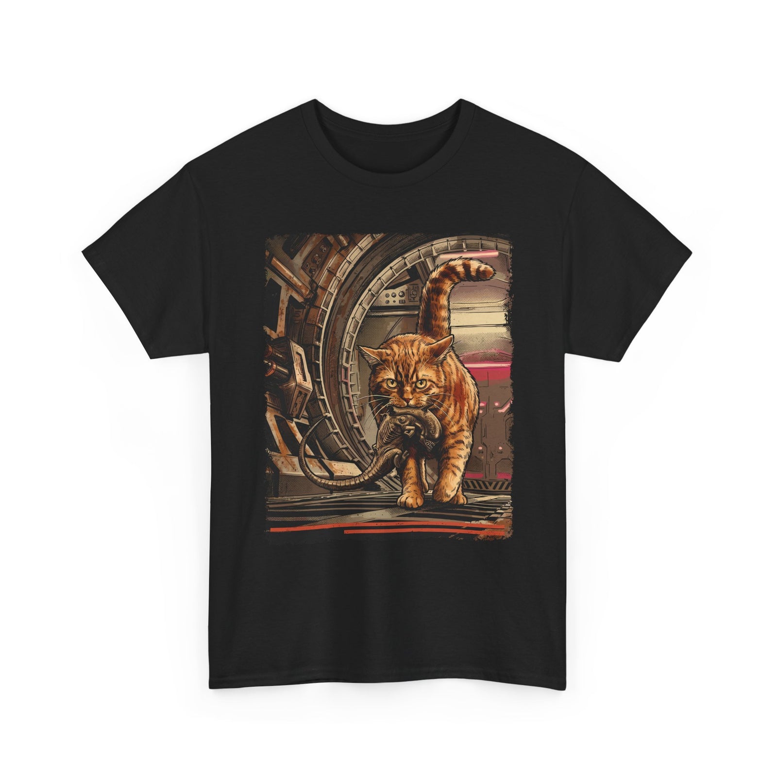 Alien Pest Control Cat T-Shirt — Retro Sci-Fi Space Apparel