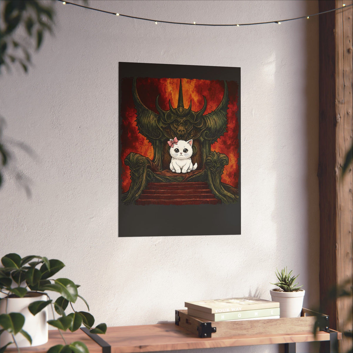 Evil Kitty Throne Kitten Poster — Cute Cat Dark Fantasy Graphic