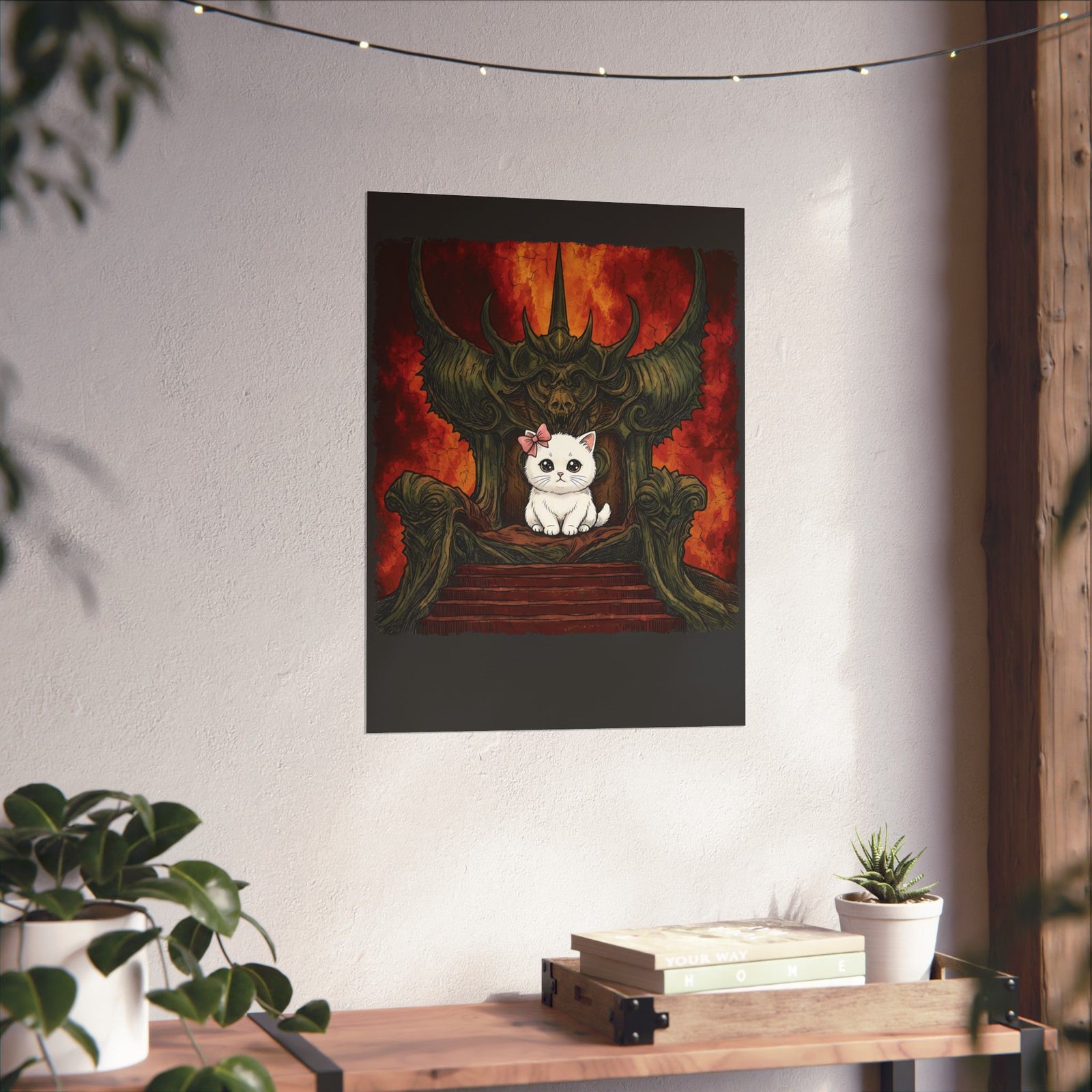 Evil Kitty Throne Kitten Poster — Cute Cat Dark Fantasy Graphic