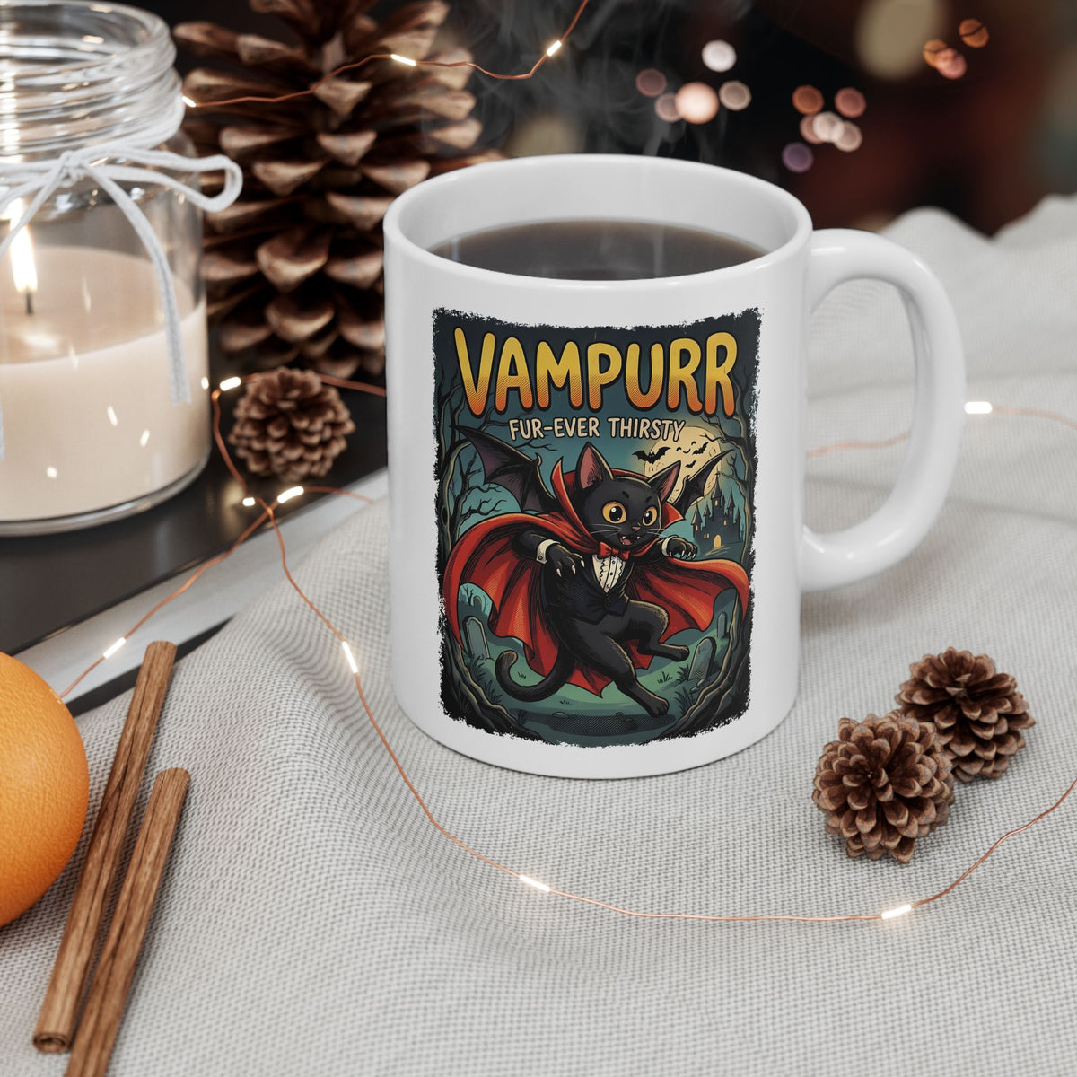 Vampurr 'Fur-ever Thirsty' Cat Vampire Ceramic Mug