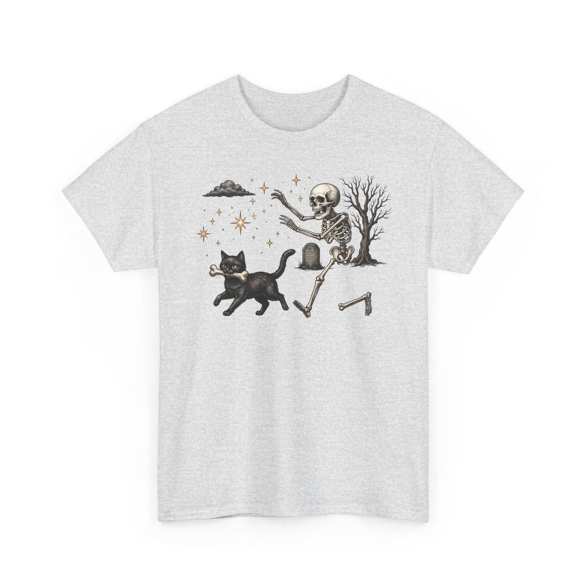 The Great Bone Robbery Black Cat Skeleton Shirt — Funny Spooky Halloween T-Shirt