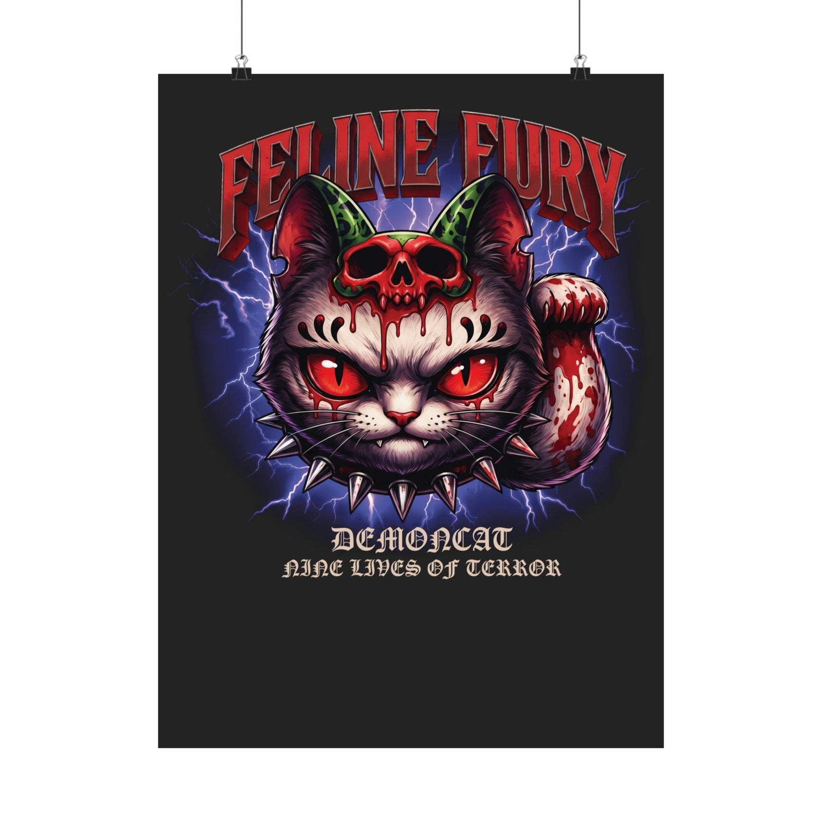 Feline Fury Demoncat Poster — Heavy Metal Horror Gothic Cat Poster