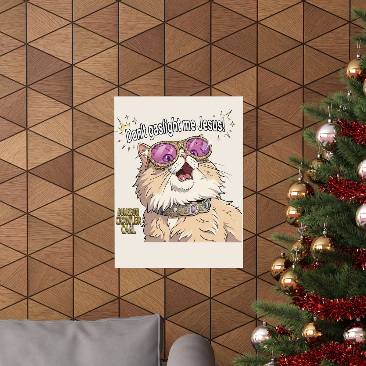 Don't Gaslight Me Jesus — Funny Cat Dungeon Crawler Poster