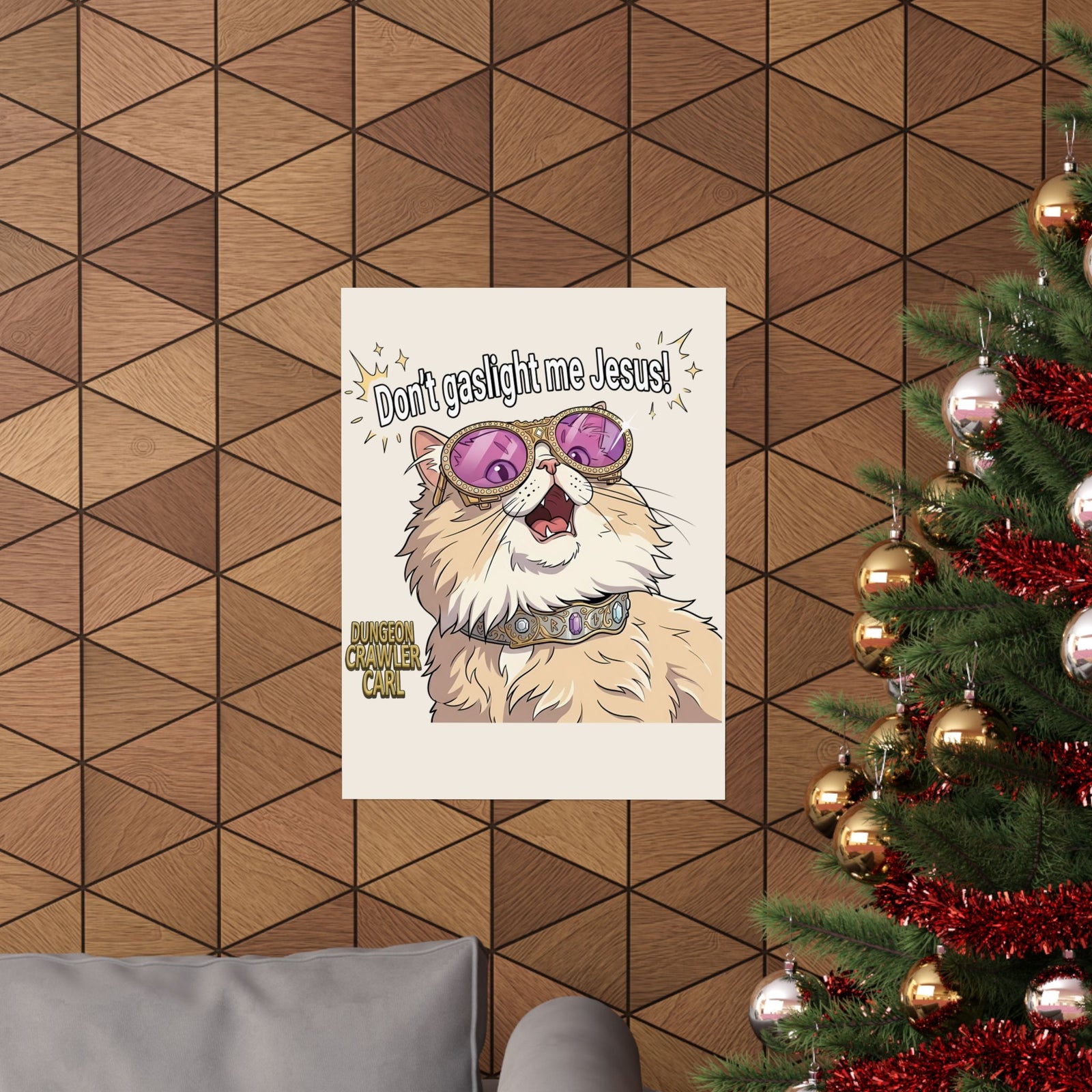 Don't Gaslight Me Jesus — Funny Cat Dungeon Crawler Poster