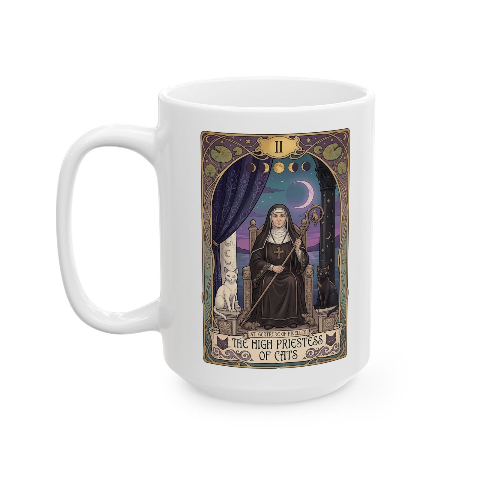 High Priestess of Cats Ceramic Mug — Mystical Cat Lover Mug