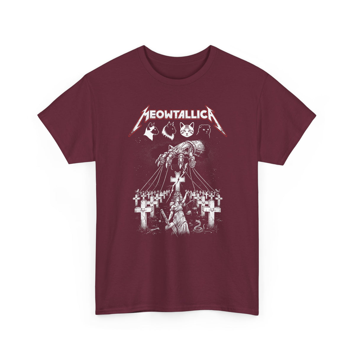 Meowtallica Graphic Tee — Metal Cat Band T-Shirt