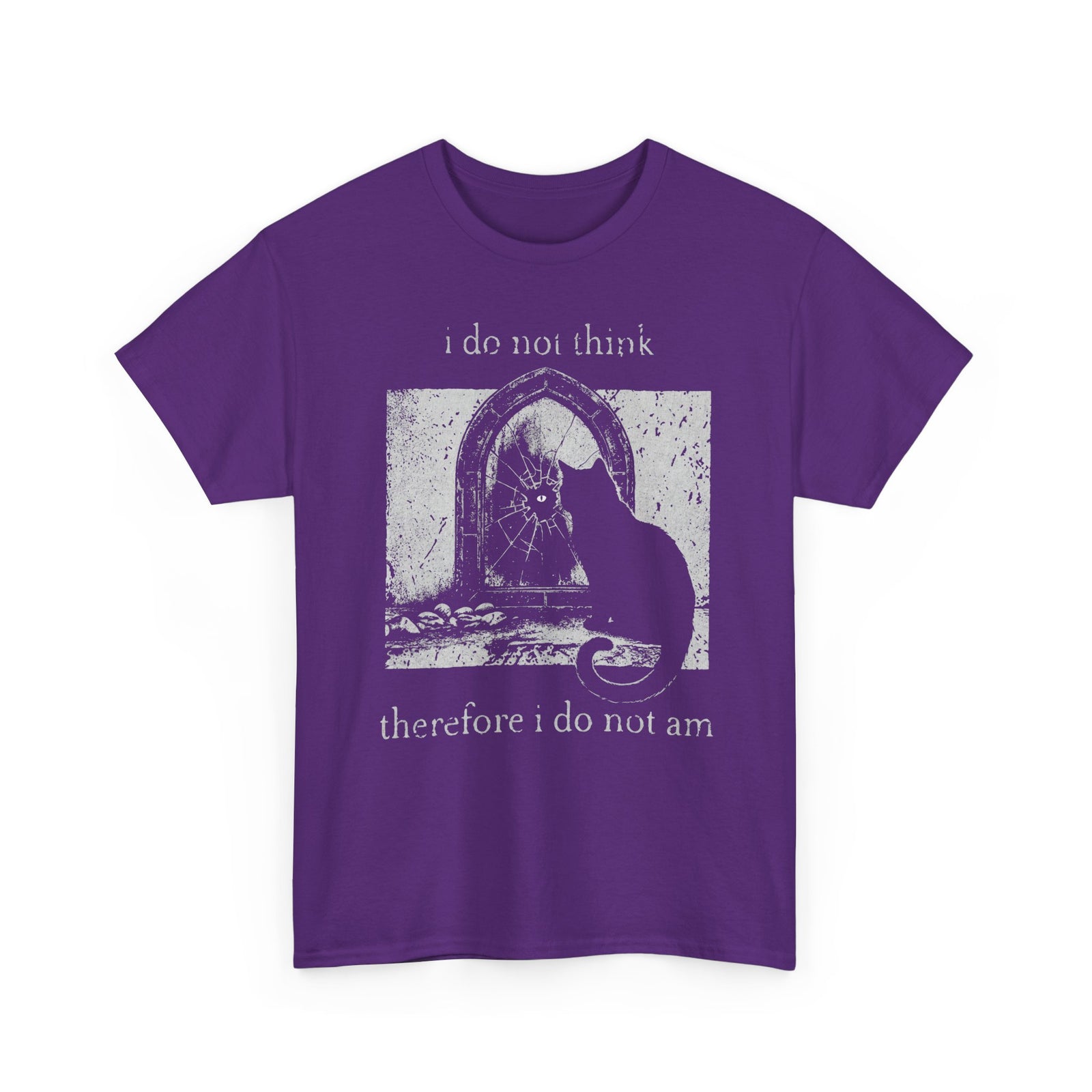 Vintage Black Cat T-Shirt — "I Do Not Think Therefore I Do Not Am"