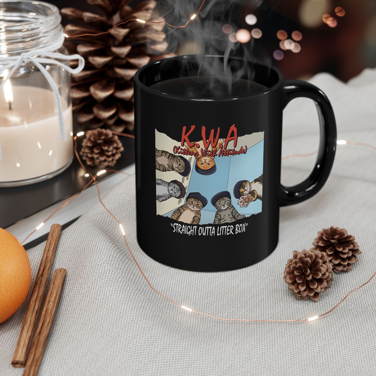 Kittens With Attitude Black Mug