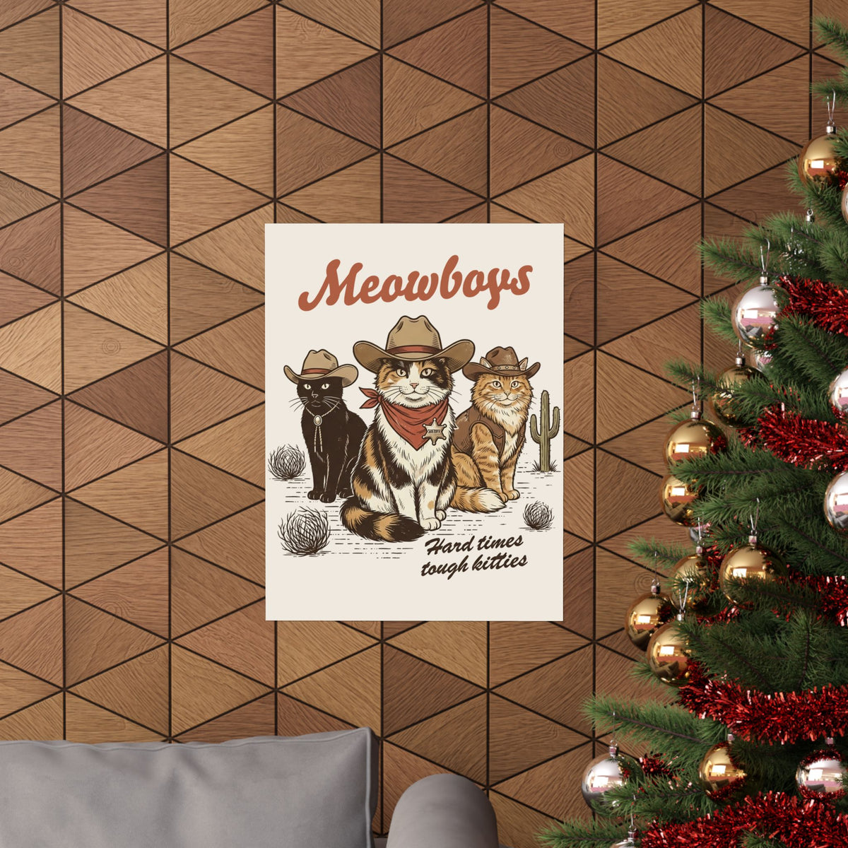 Meowboys Cat Cowboy Poster — Funny Western Cat Poster for Cat Lovers