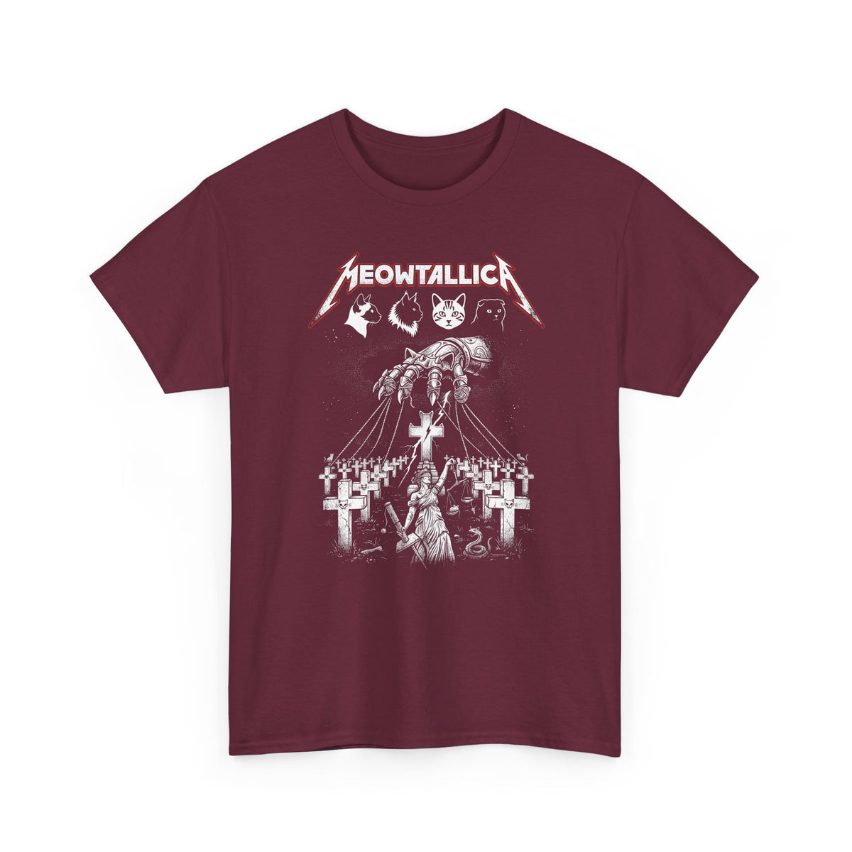 Meowtallica Graphic Tee — Metal Cat Band T-Shirt