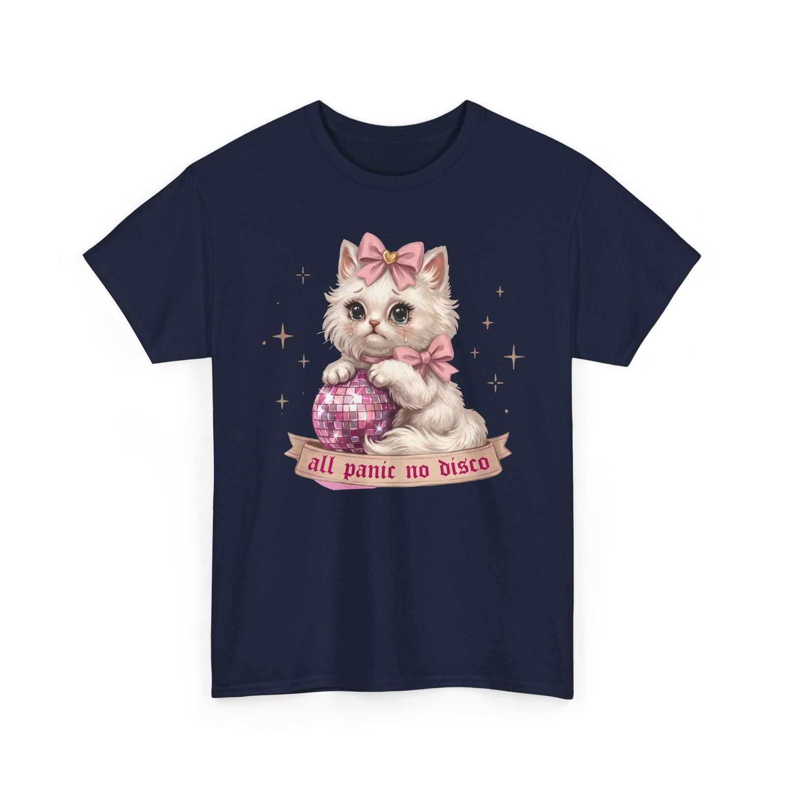All Panic No Disco T-Shirt — Crying Kitten Pink Disco Ball Tee