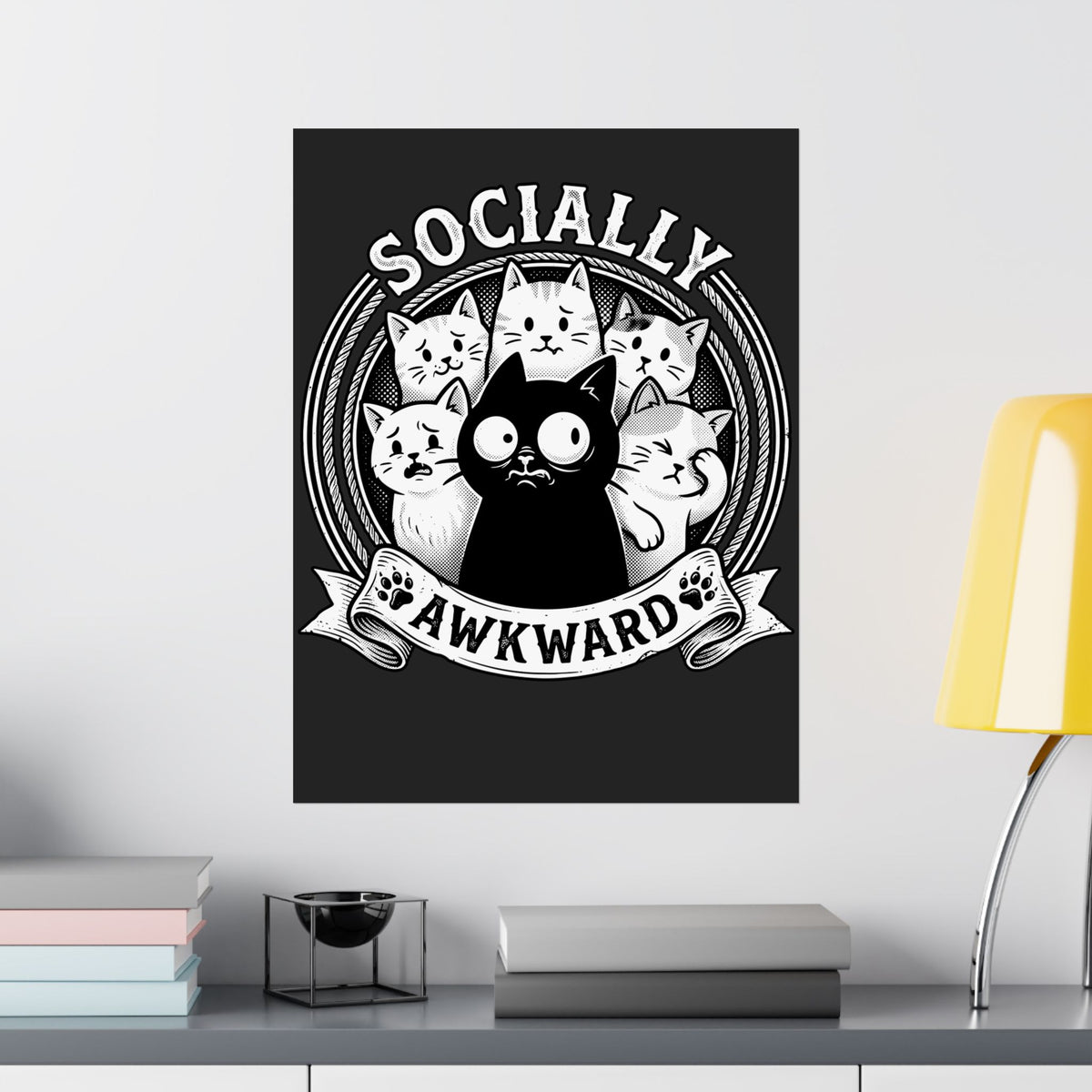 Socially Awkward Black Cat Poster