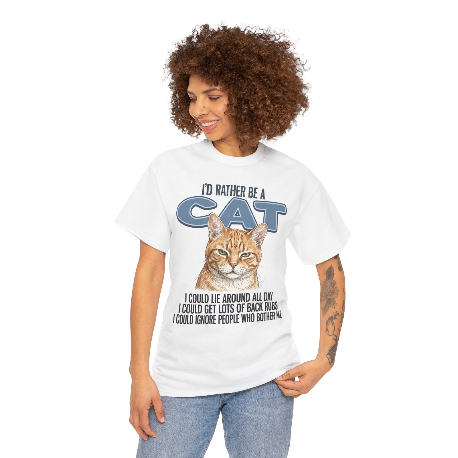 Cat Lover T-Shirt - "I'd Rather Be a Cat" Graphic Tee